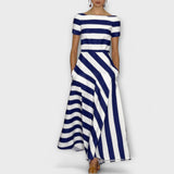 Janell - Pruhové Maxi Šaty