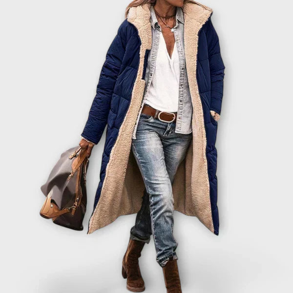 Kora - Teplý kabát s kožušinovou podšívkou