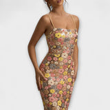 Oakley - Maxi Šaty s Kvetmi a Leskom v Štýle 80. Rokov