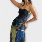 Noelle - Midi šaty bez ramienok