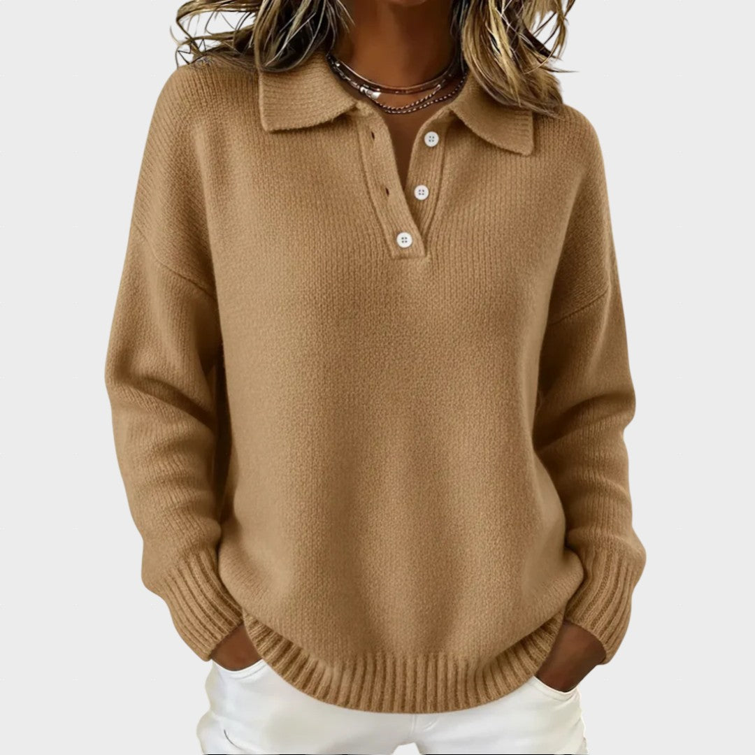 Marusa - Mäkká Pletená Polo Mikina