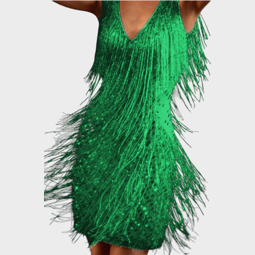 Tasa - Sviatočná mini šaty s třásněmi