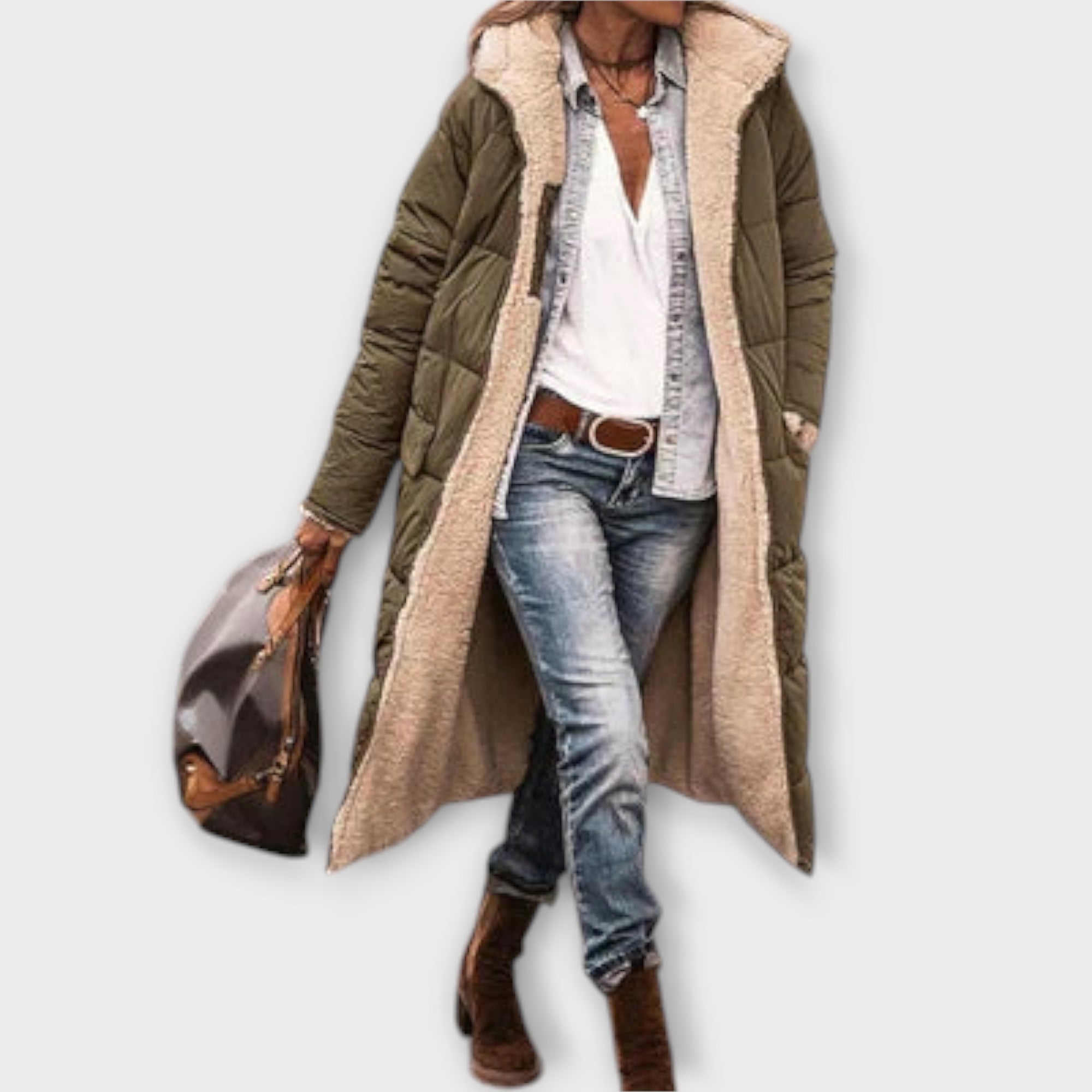 Kora - Teplý kabát s kožušinovou podšívkou