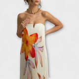 Michelle - Maxi šaty Sweetheart v oranžovej kvetinovej