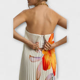 Michelle - Maxi šaty Sweetheart v oranžovej kvetinovej