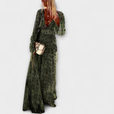 Elegantné dlhé šaty s potlačou bodiek