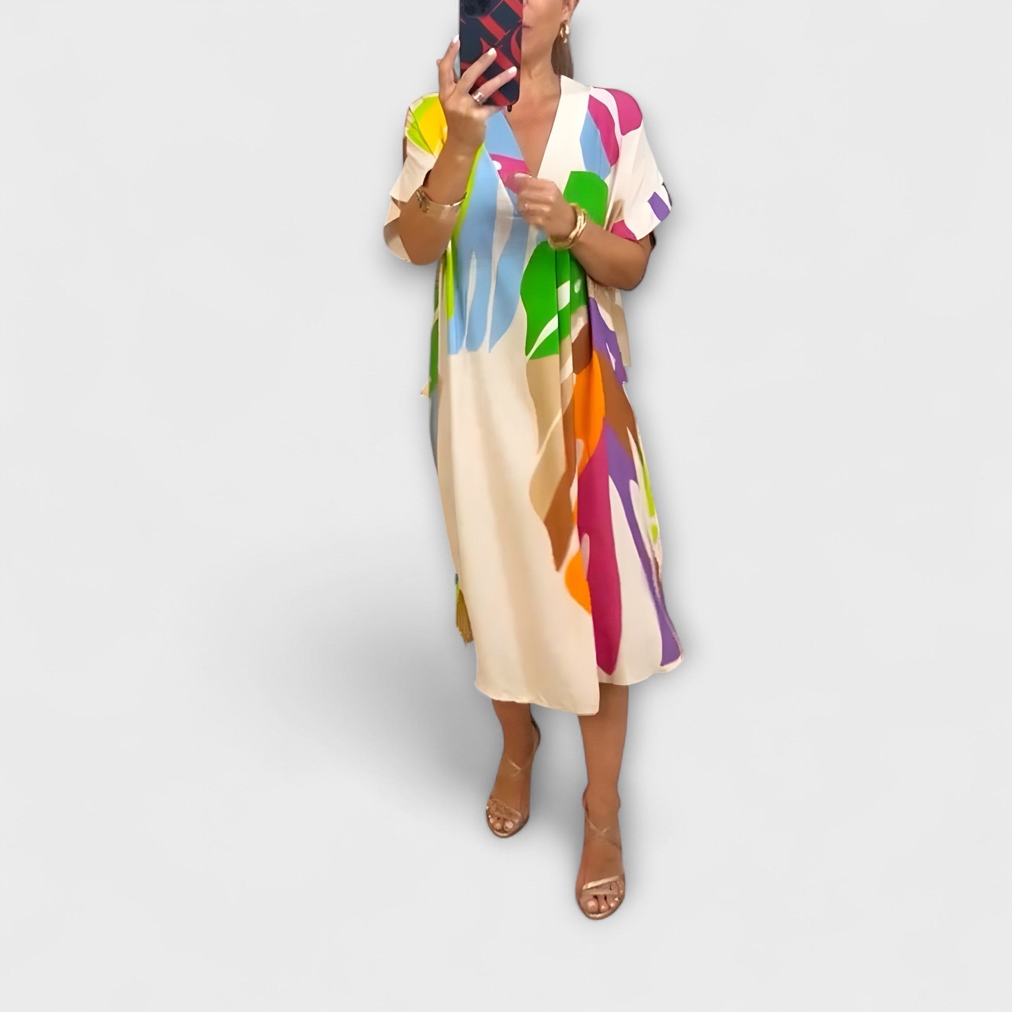 Roos - Ležérne šaty s pestrofarebnými potlačami listov