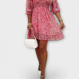 Kvetinové šaty s balónovými rukávmi pre ženy