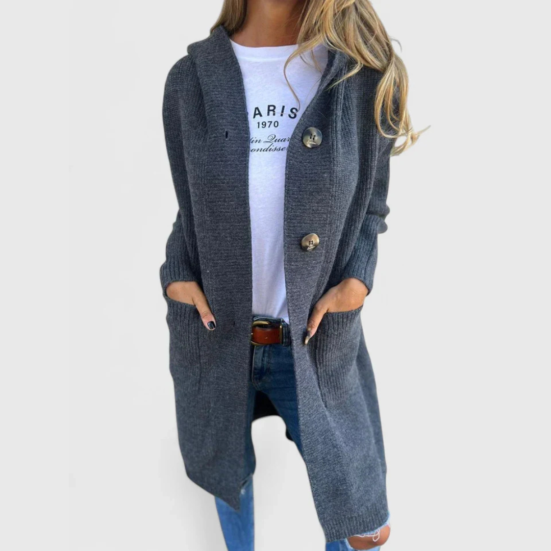 Neža – Klasický dlhý kardigán s gombíkmi