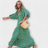 Elegantné geometrické maxi šaty