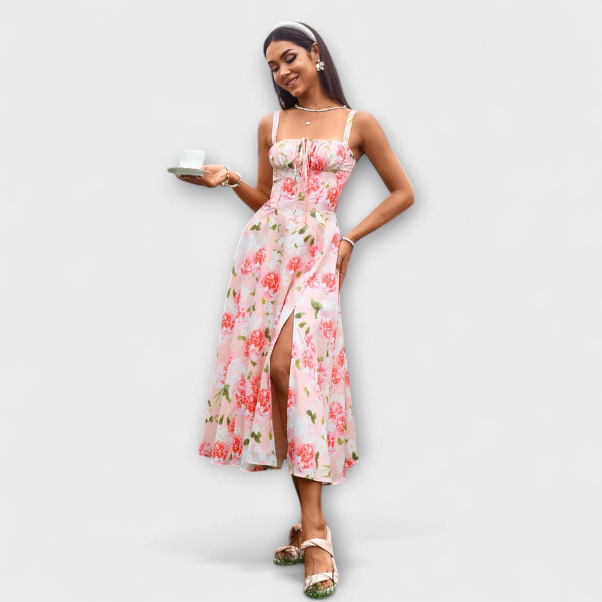 Nádež - Rúžová top sukňa s detailom rozparku