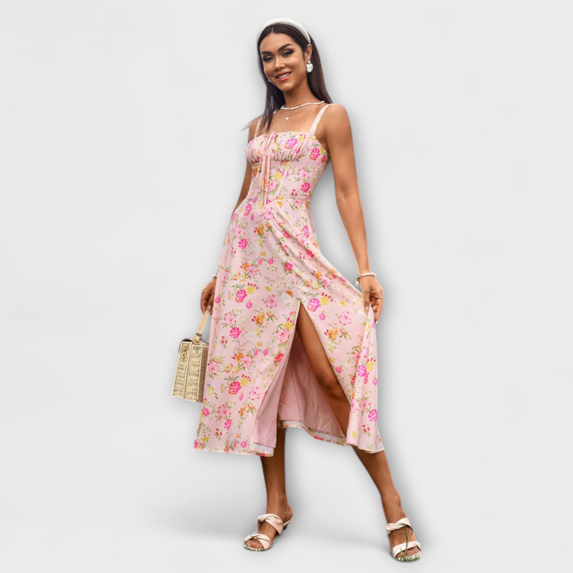 Nádež - Rúžová top sukňa s detailom rozparku