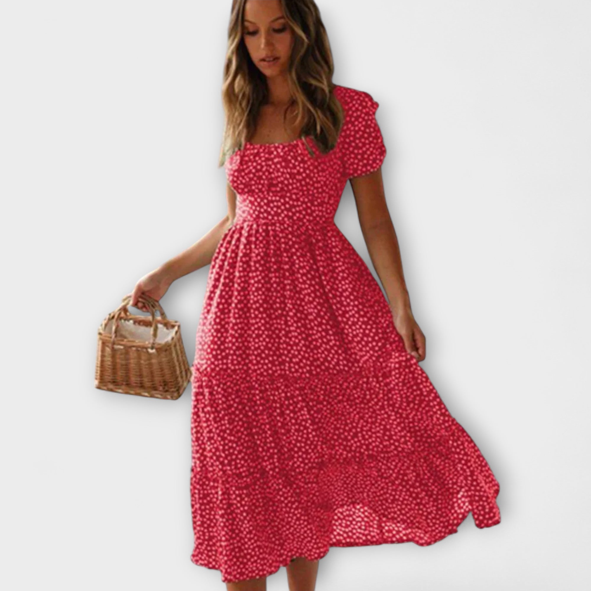 Vintage kvetinový vzor maxi šaty s puff rukávmi