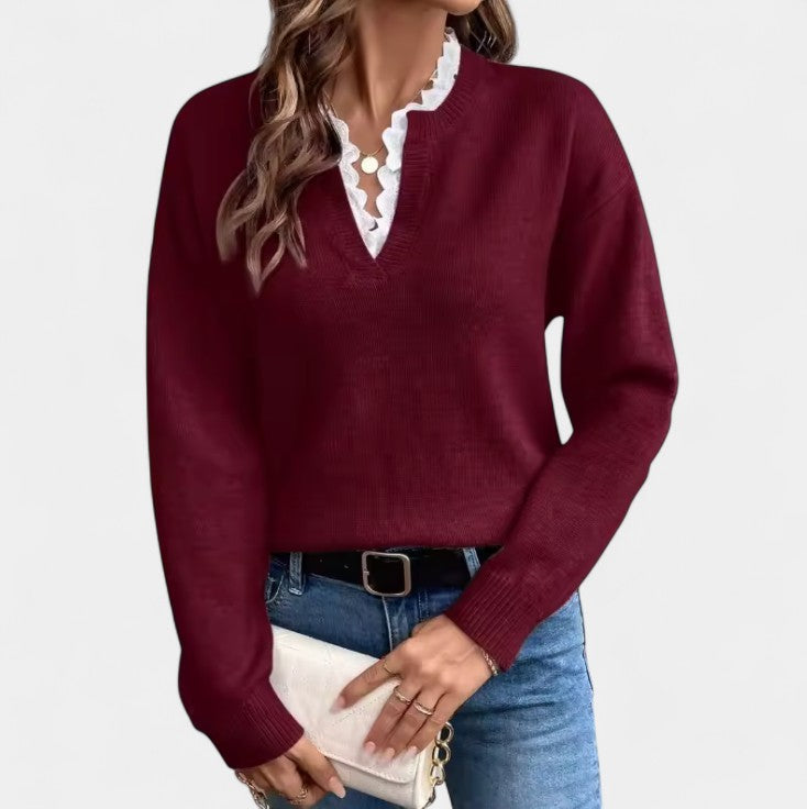 Anne – Elegantná blúzka s čipkovým lemom