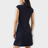 Elowen - Mini šaty s vojenským inšpirovaným patchworkom a vysokým golierom